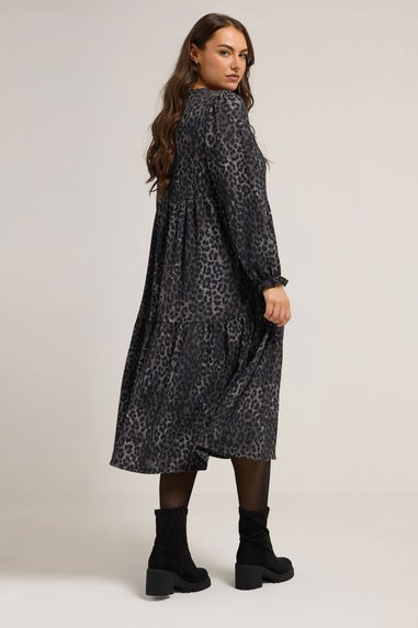 Yours Curve Grey Leopard Textured Maxi Dress