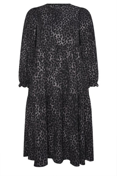 Yours Curve Grey Leopard Textured Maxi Dress