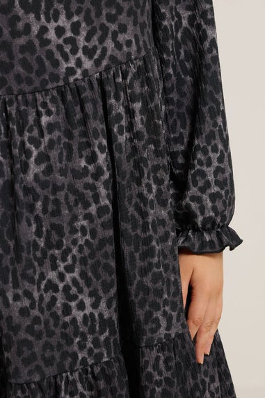 Yours Curve Grey Leopard Textured Maxi Dress