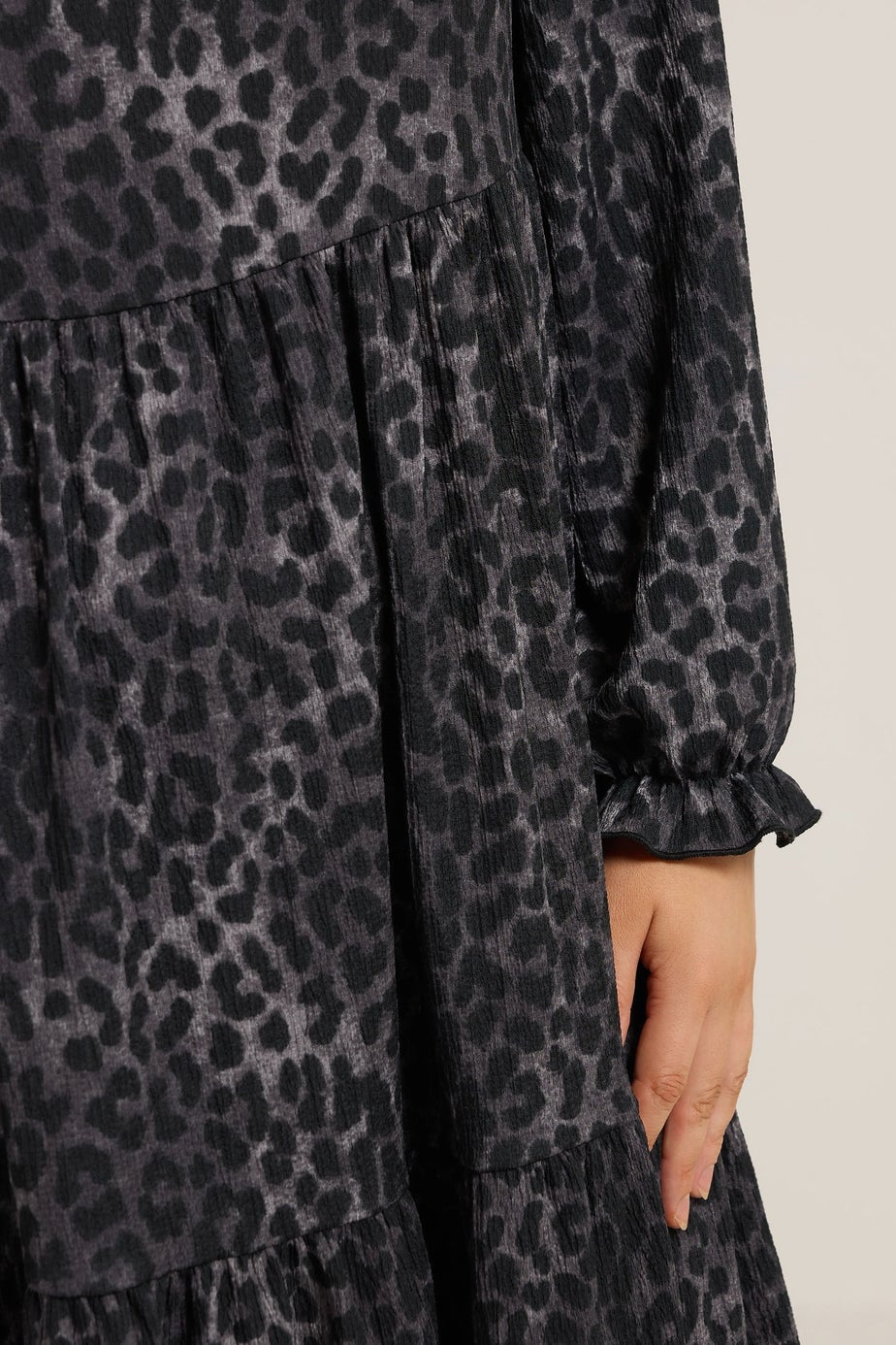 Yours Curve Grey Leopard Textured Maxi Dress