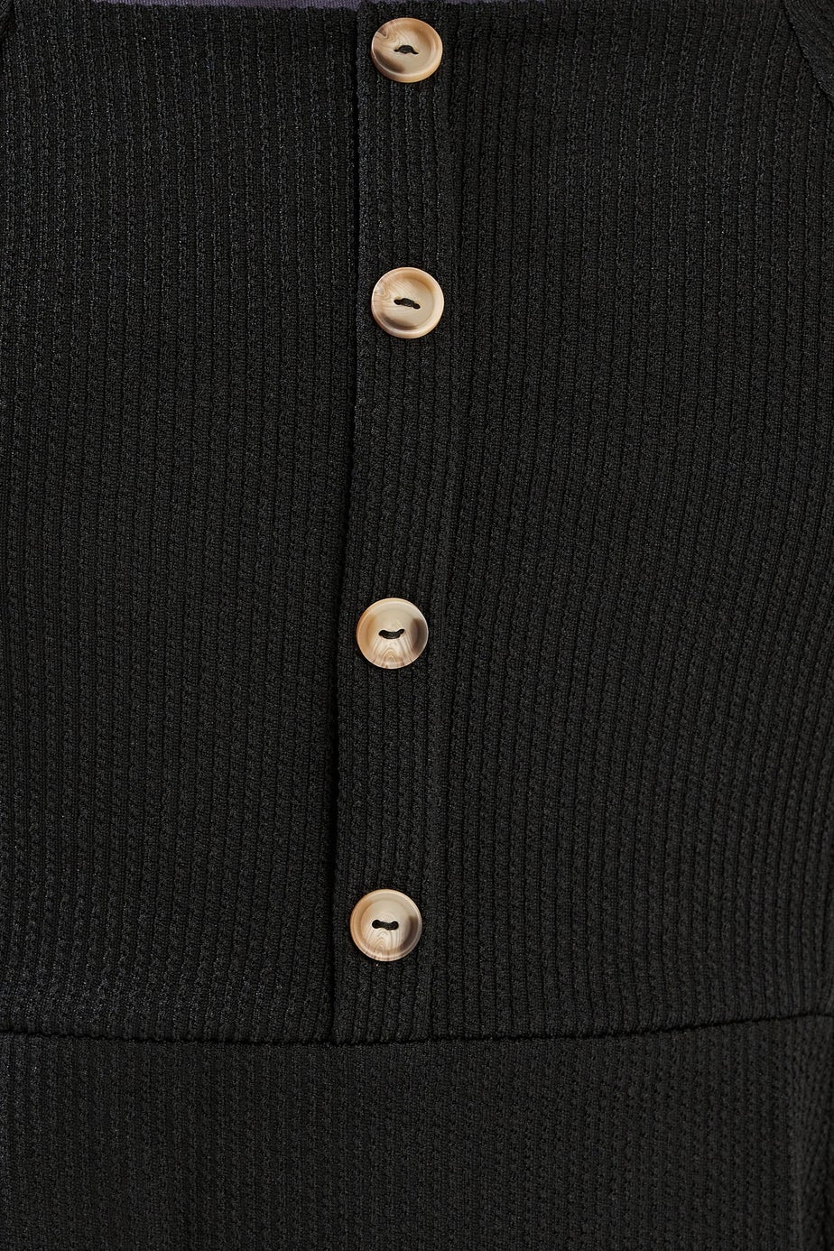 Yours Curve Black Button Front Textured Pinafore Dress