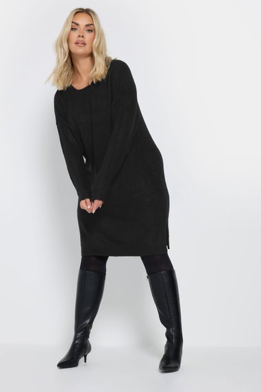 Yours Curve Black Knitted Tunic Jumper Dress