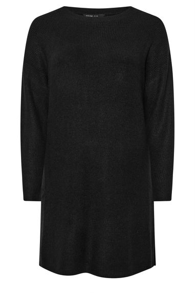 Yours Curve Black Knitted Tunic Jumper Dress