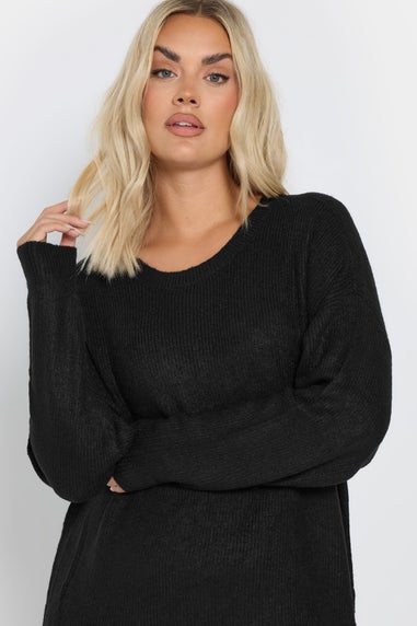 Yours Curve Black Knitted Tunic Jumper Dress