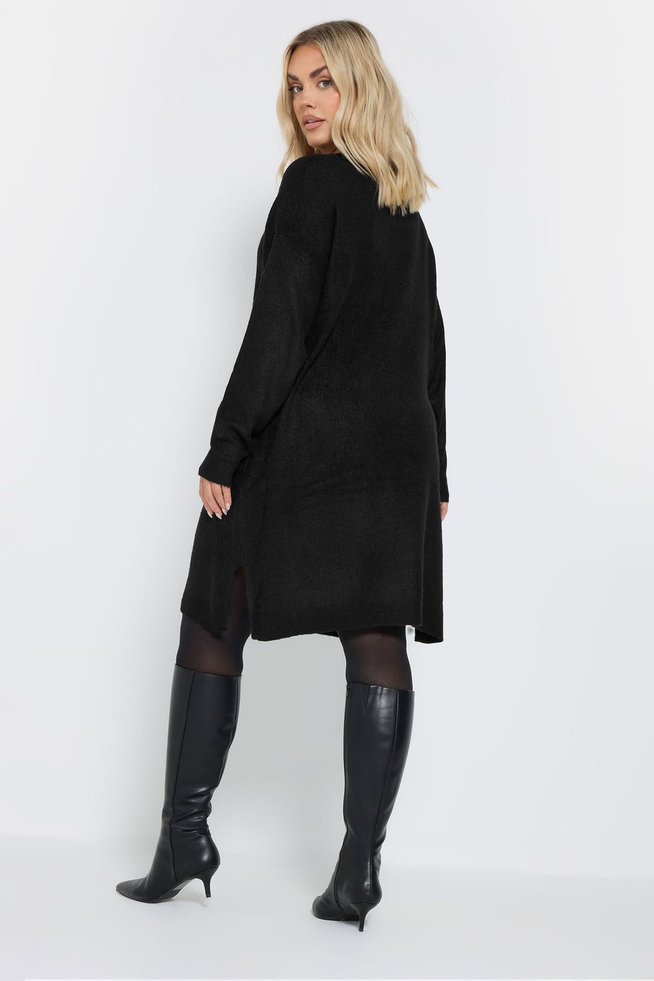 Yours Curve Black Knitted Tunic Jumper Dress