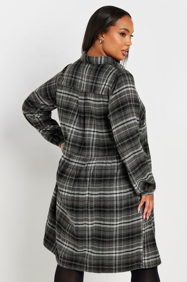 Yours Curve Grey Check Print Shirt Dress