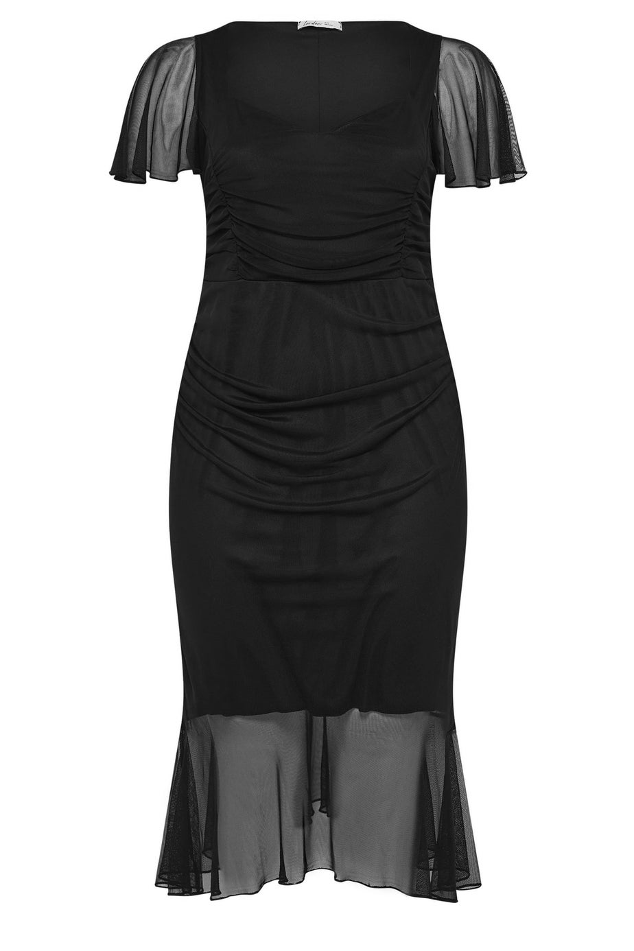 Yours London Curve Black Gathered Midi Dress
