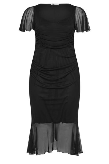 Yours London Curve Black Gathered Midi Dress