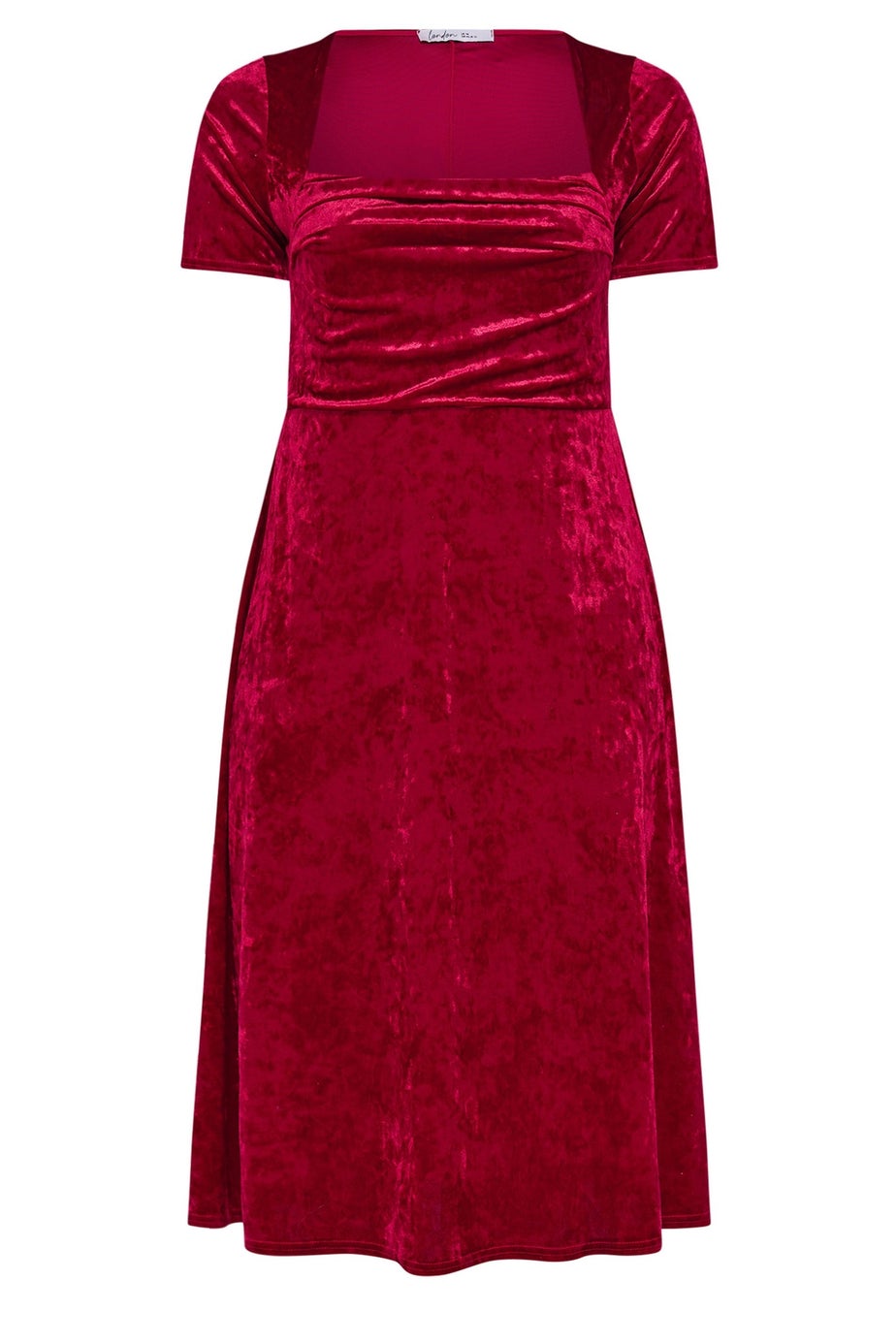 Yours London Curve Red Velvet Square Neck Midi Dress
