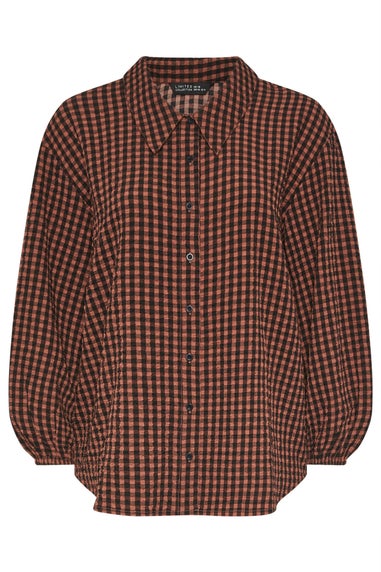 Yours Limited Curve Brown Check Print Textured Shirt