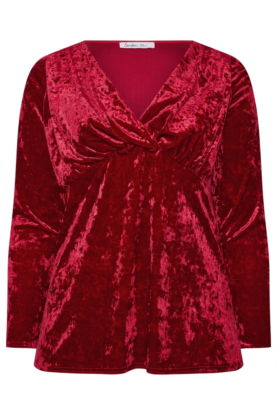 Yours London Curve Red Velvet Wrap Top