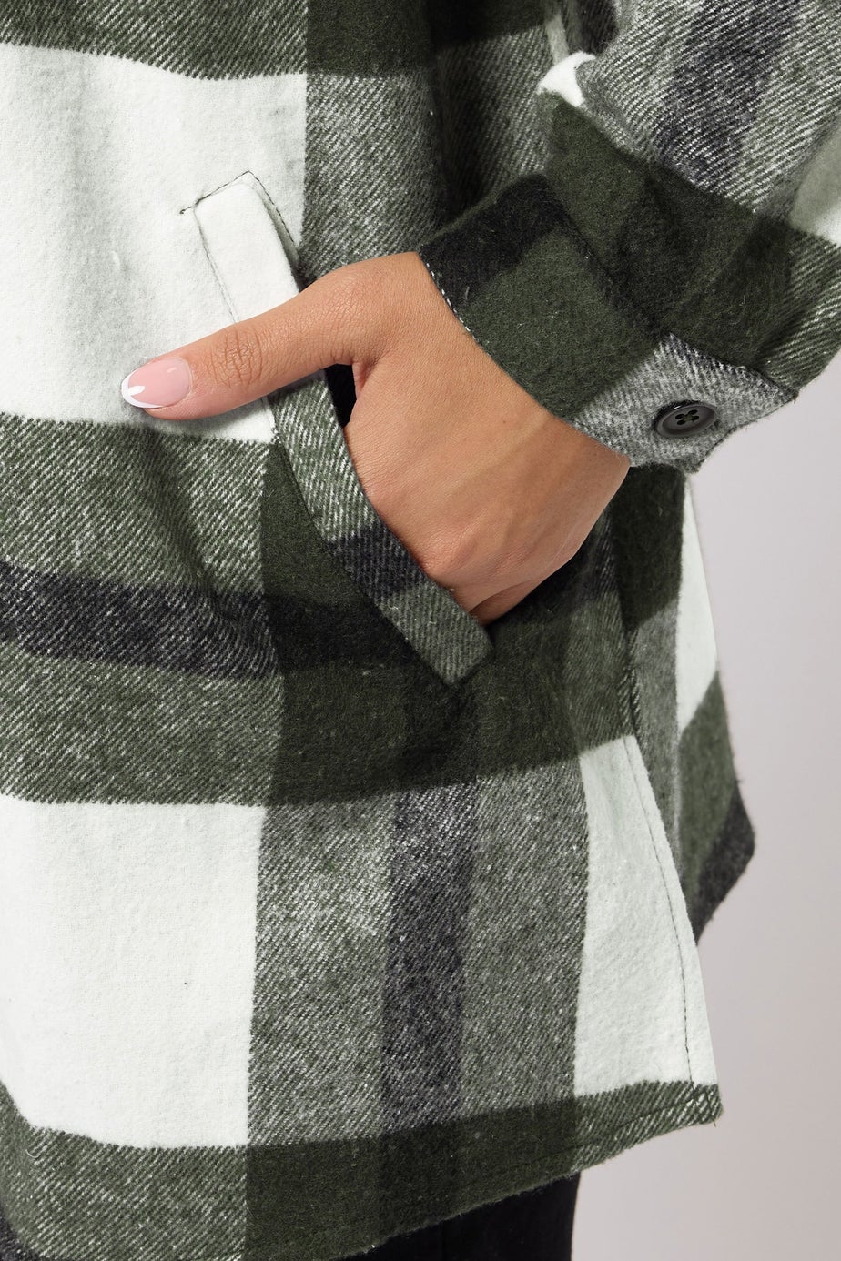 Yours Curve Khaki Green Check Shacket