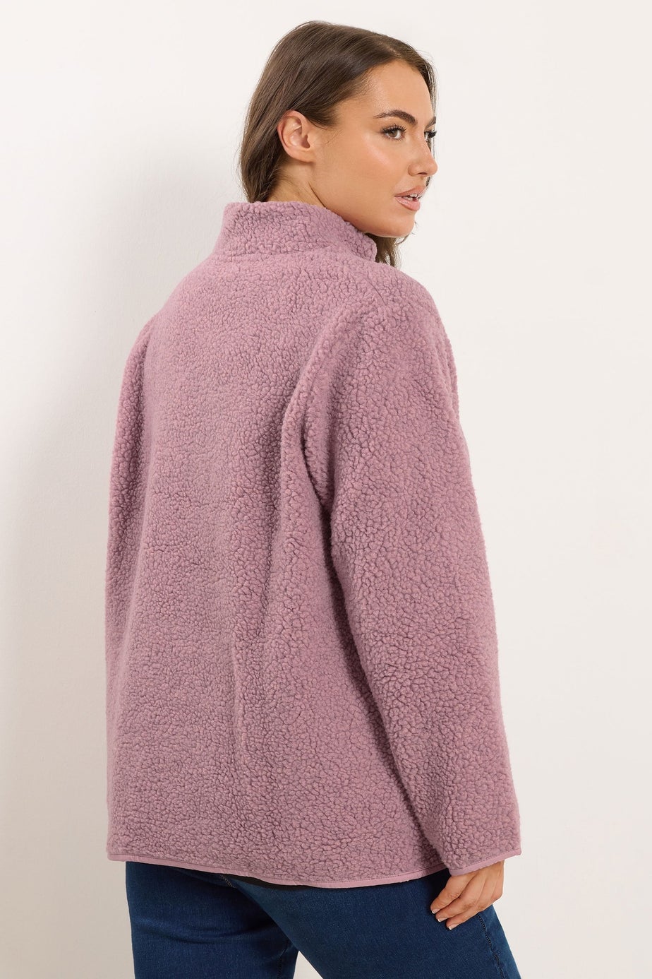 Yours Curve Pink Pocket Teddy Fleece Jacket