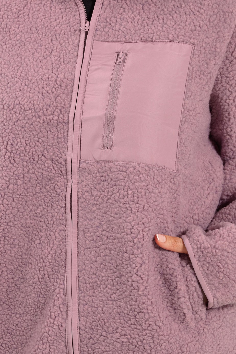Yours Curve Pink Pocket Teddy Fleece Jacket