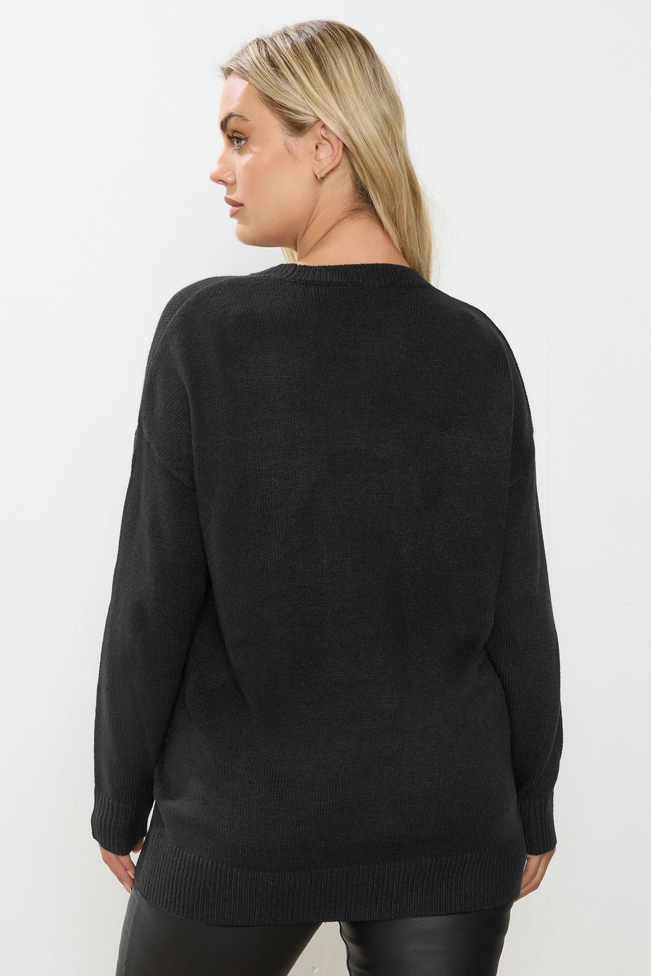 Yours Curve Black Candy Cane Sequin Novelty Christmas Jumper