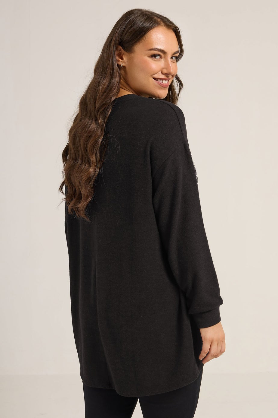 Yours Curve Black 'Ho Ho Ho' Reindeer Novelty Christmas Jumper