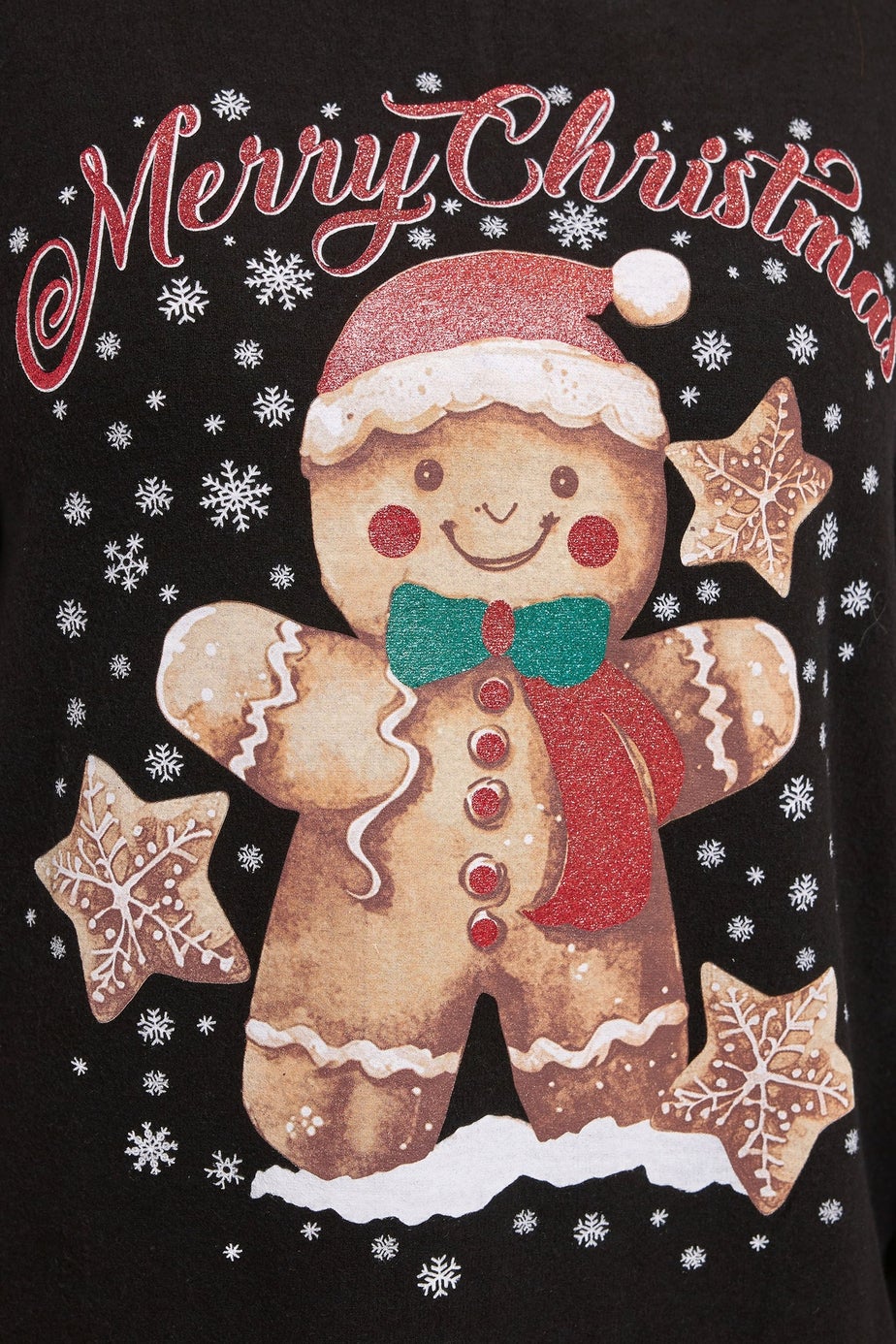 Yours Curve Black Gingerbread Man Novelty Christmas Jumper