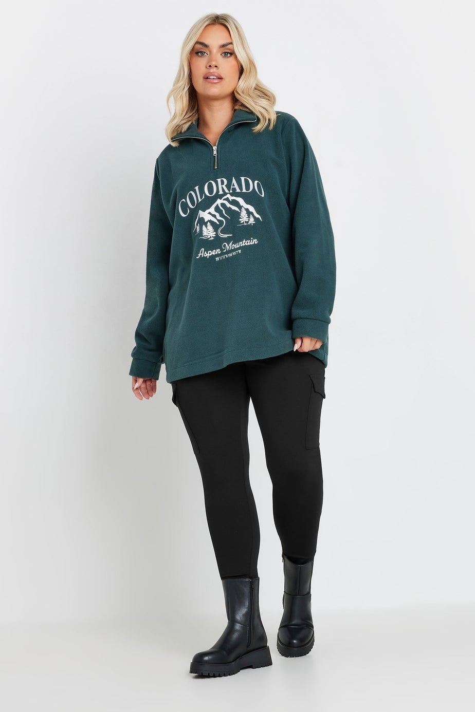 Yours Curve Black Cargo Pocket Leggings