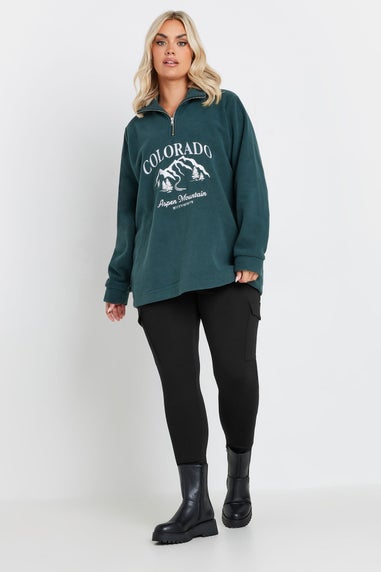 Yours Curve Black Cargo Pocket Leggings