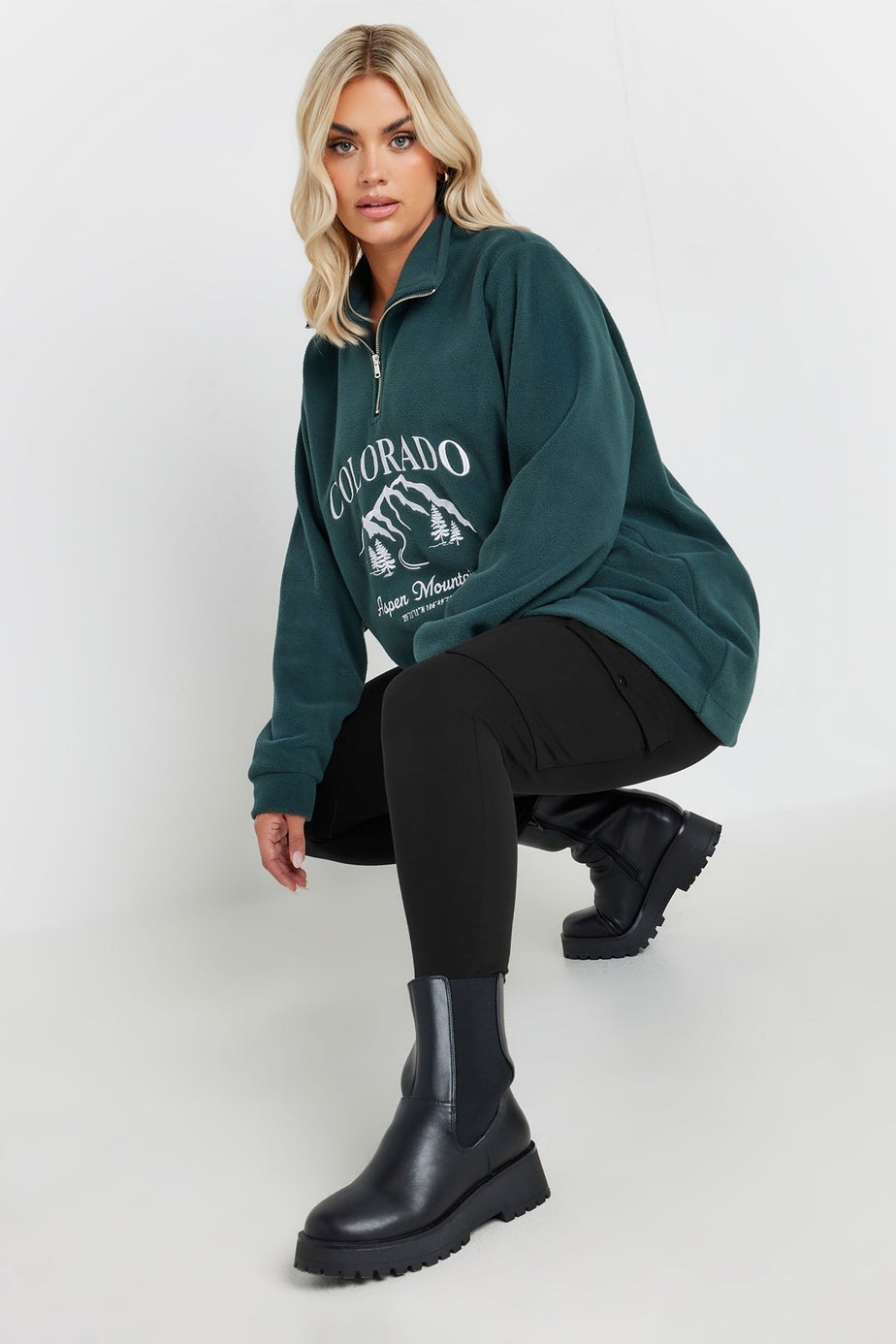 Yours Curve Black Cargo Pocket Leggings