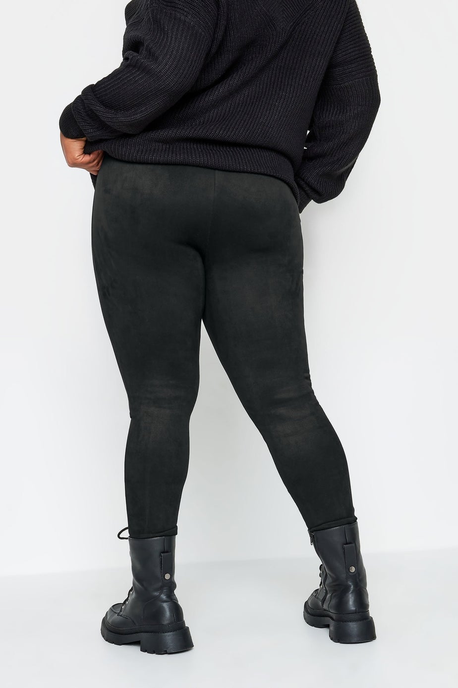 Yours Curve Black Stretch Soft Touch Faux Suede High Waisted Leggings