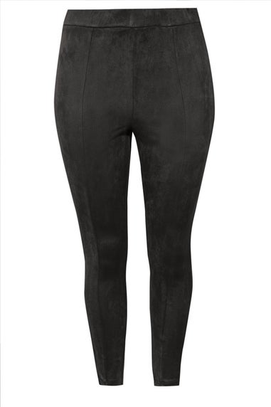 Yours Curve Black Stretch Soft Touch Faux Suede High Waisted Leggings