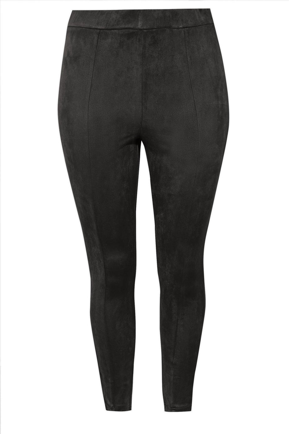 Yours Curve Black Stretch Soft Touch Faux Suede High Waisted Leggings