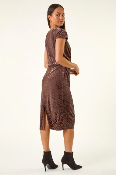 Roman Chocolate Petite Velvet Burnout Stretch Dress