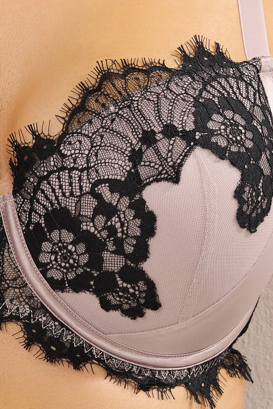 Yours Curve Blush Pink Lace Trim Underwired Bra