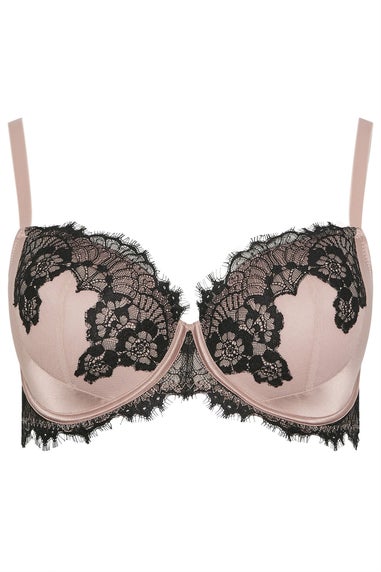 Yours Curve Blush Pink Lace Trim Underwired Bra