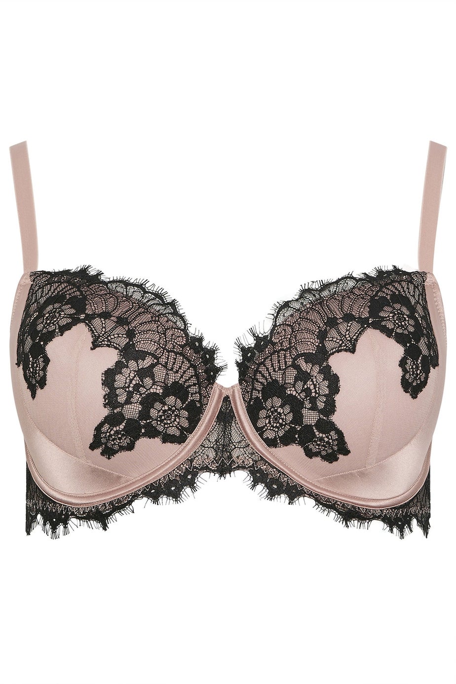 Yours Curve Blush Pink Lace Trim Underwired Bra