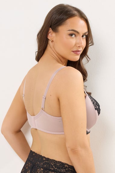 Yours Curve Blush Pink Lace Trim Underwired Bra
