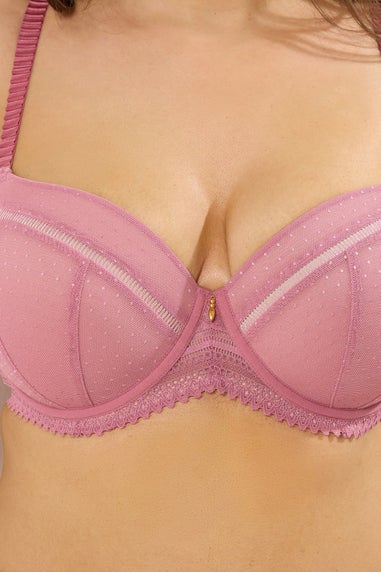 Yours Curve Pink Lace Underwired Padded Bra