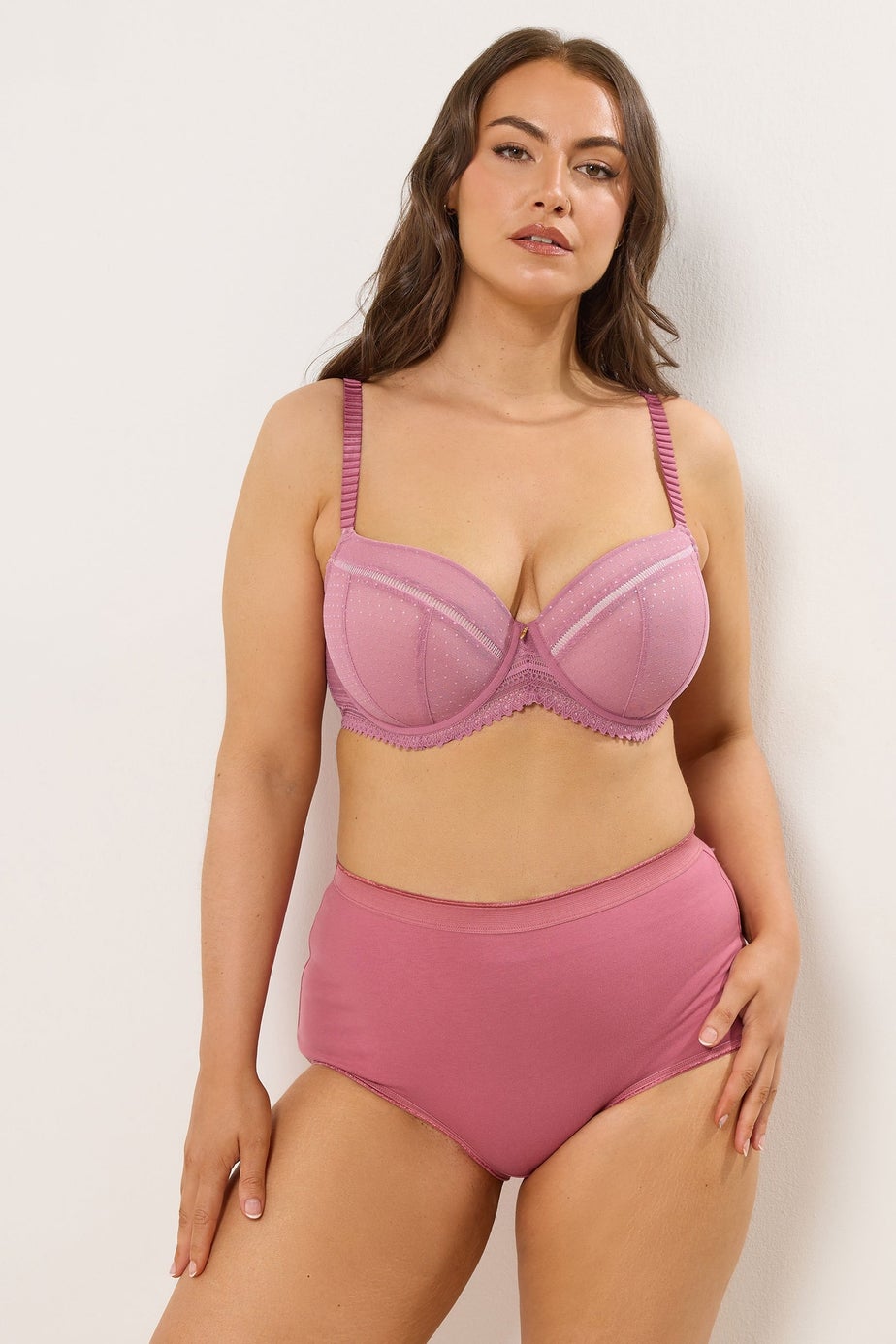 Yours Curve Pink Lace Underwired Padded Bra