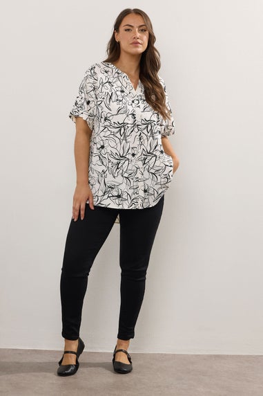 Yours Curve Cream Floral Print Blouse