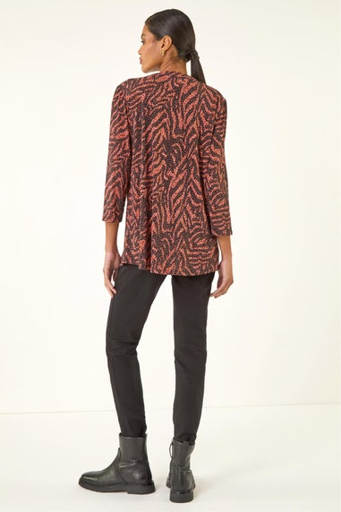 Roman Rust Animal Print Pintuck Stretch Shirt