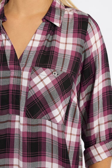 Yours Curve Black & Pink Check Overhead Shirt