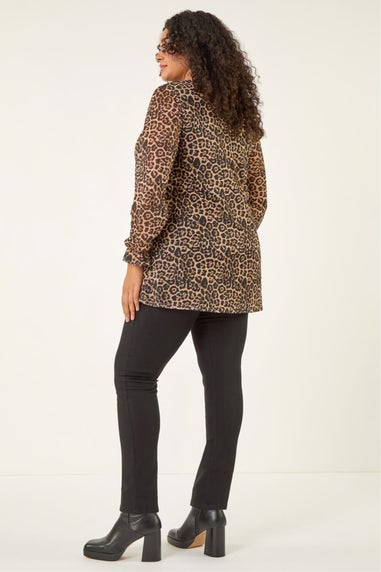 Roman Natural Curve Animal Frill Cuff Top