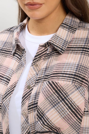 Yours Curve Pink Check Boyfriend Shirt