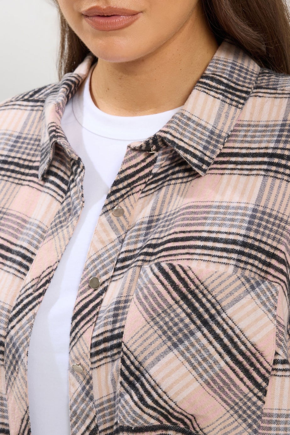 Yours Curve Pink Check Boyfriend Shirt