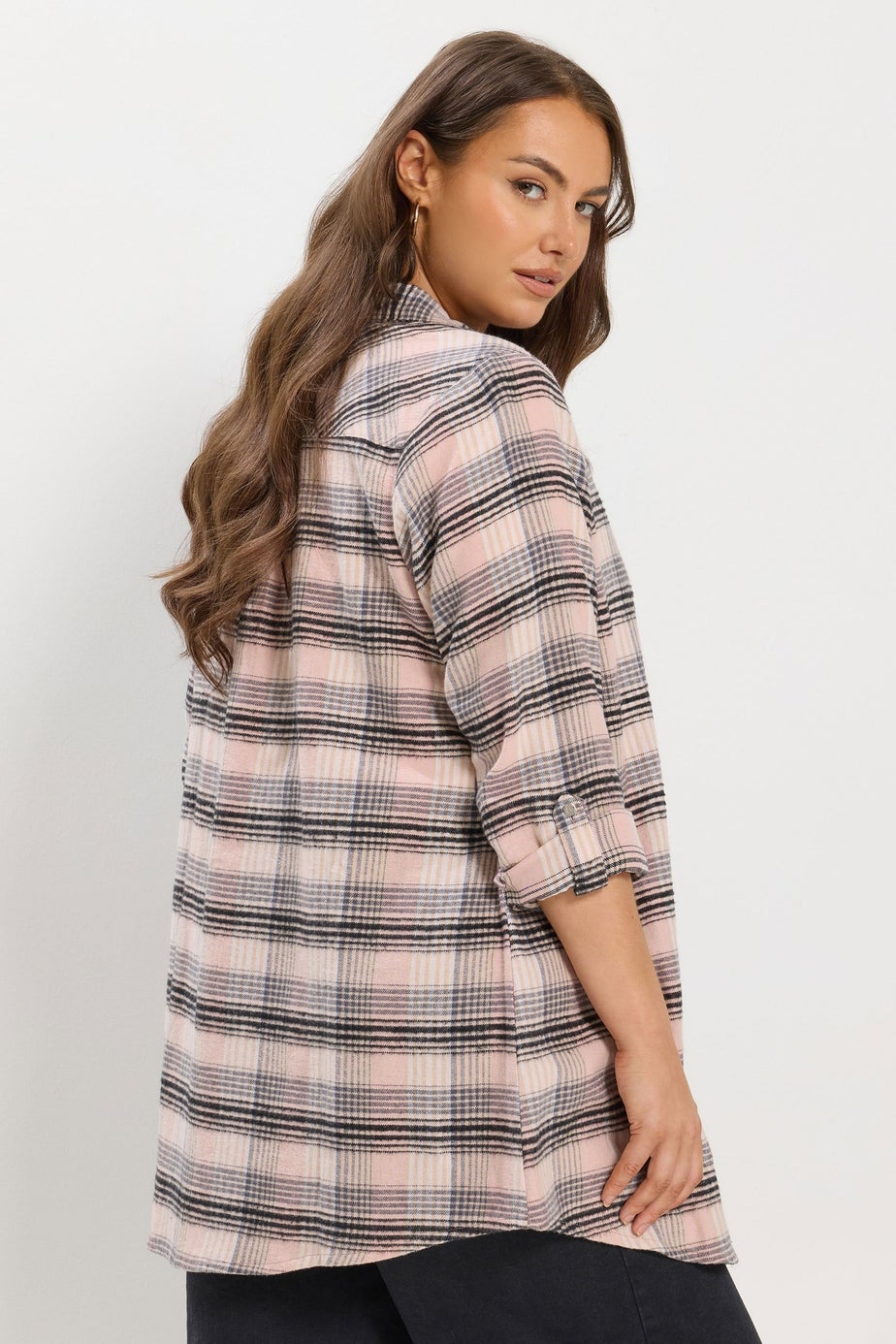 Yours Curve Pink Check Boyfriend Shirt
