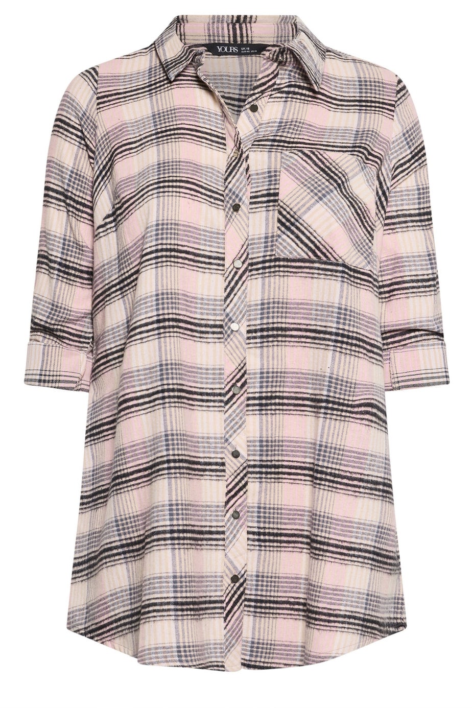 Yours Curve Pink Check Boyfriend Shirt