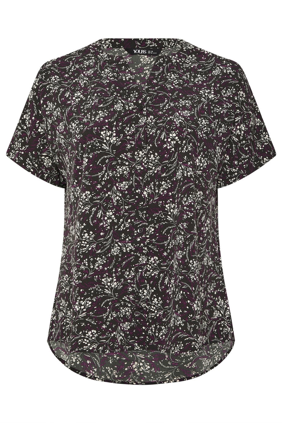 Yours Curve Purple Floral Print Notch Neck Blouse