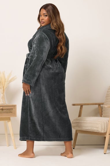 Yours Curve Grey Super Luxe Maxi Dressing Gown