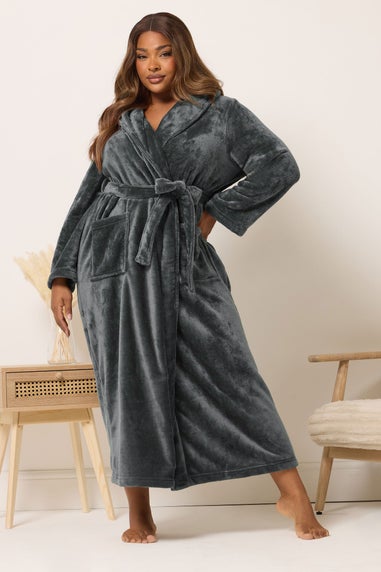 Yours Curve Grey Super Luxe Maxi Dressing Gown