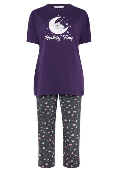 Yours Curve Purple 'Koalaty Time' Pyjama Set