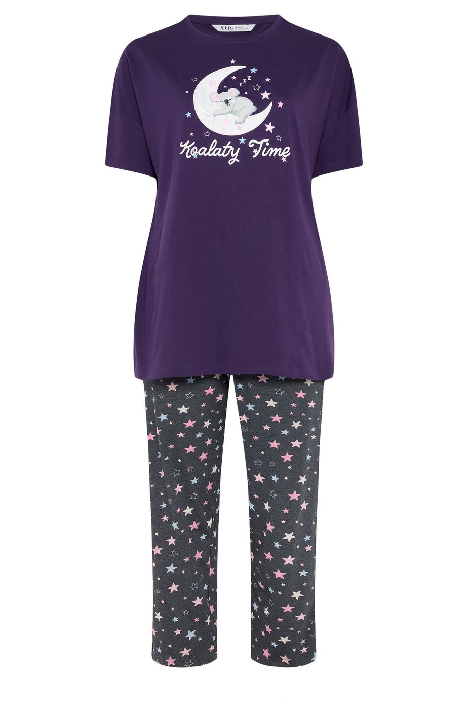 Yours Curve Purple 'Koalaty Time' Pyjama Set