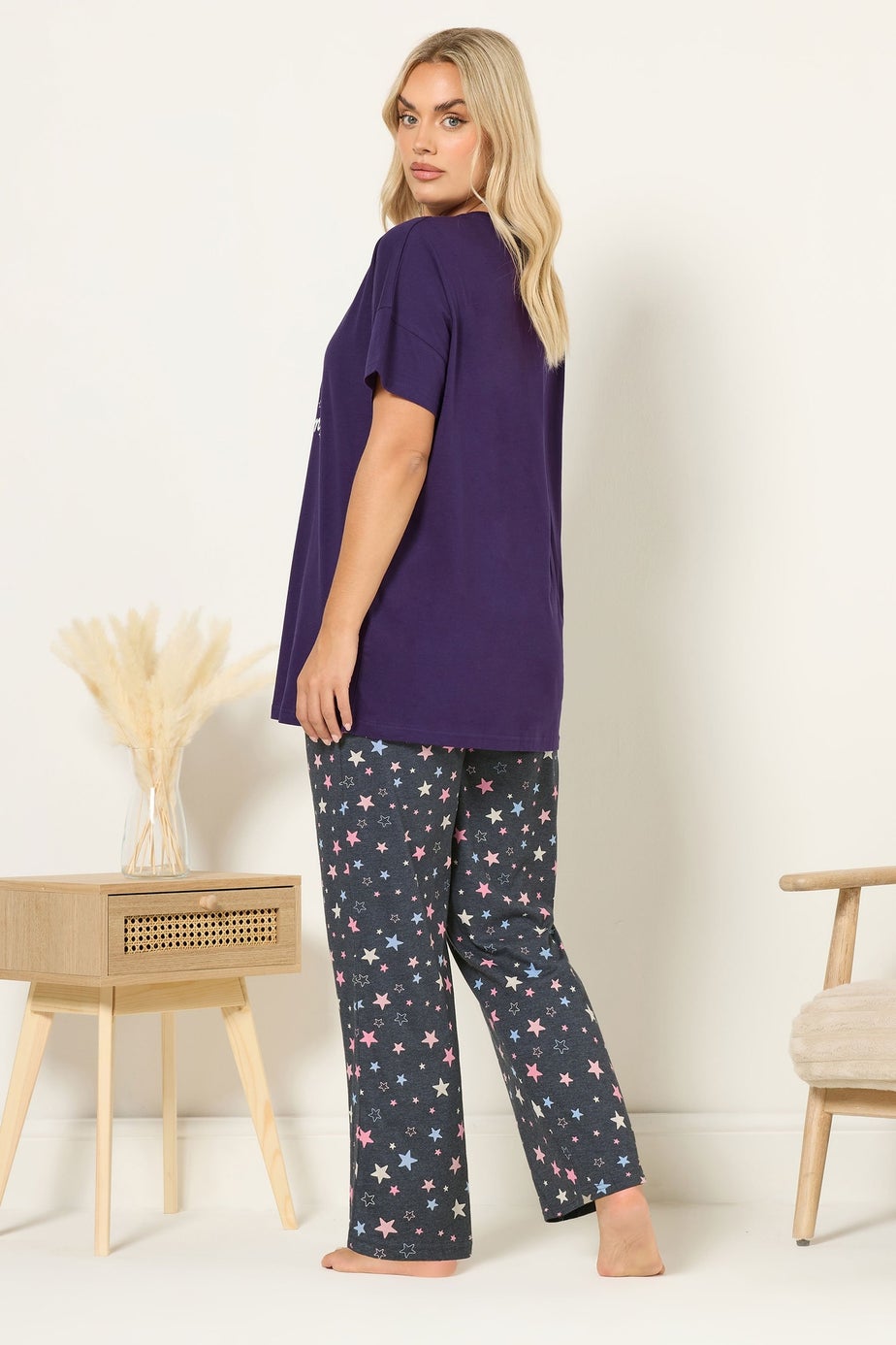 Yours Curve Purple 'Koalaty Time' Pyjama Set