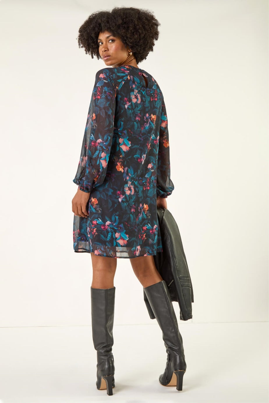 Roman Blue Floral Print Swing Dress