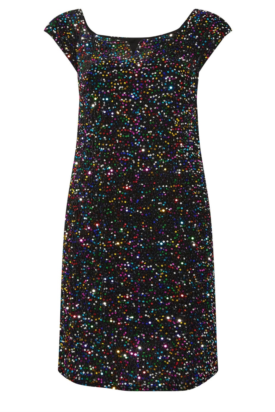 Yours London Curve Black Rainbow Sequin Velvet Bardot Dress